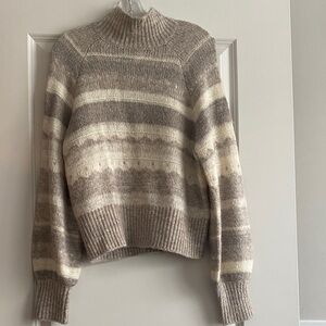 Abercrombie & Fitch Taupe and Cream Striped Turtleneck Sweater
